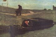 Vincent Van Gogh Peat Boat with Two Figures (nn04) oil on canvas